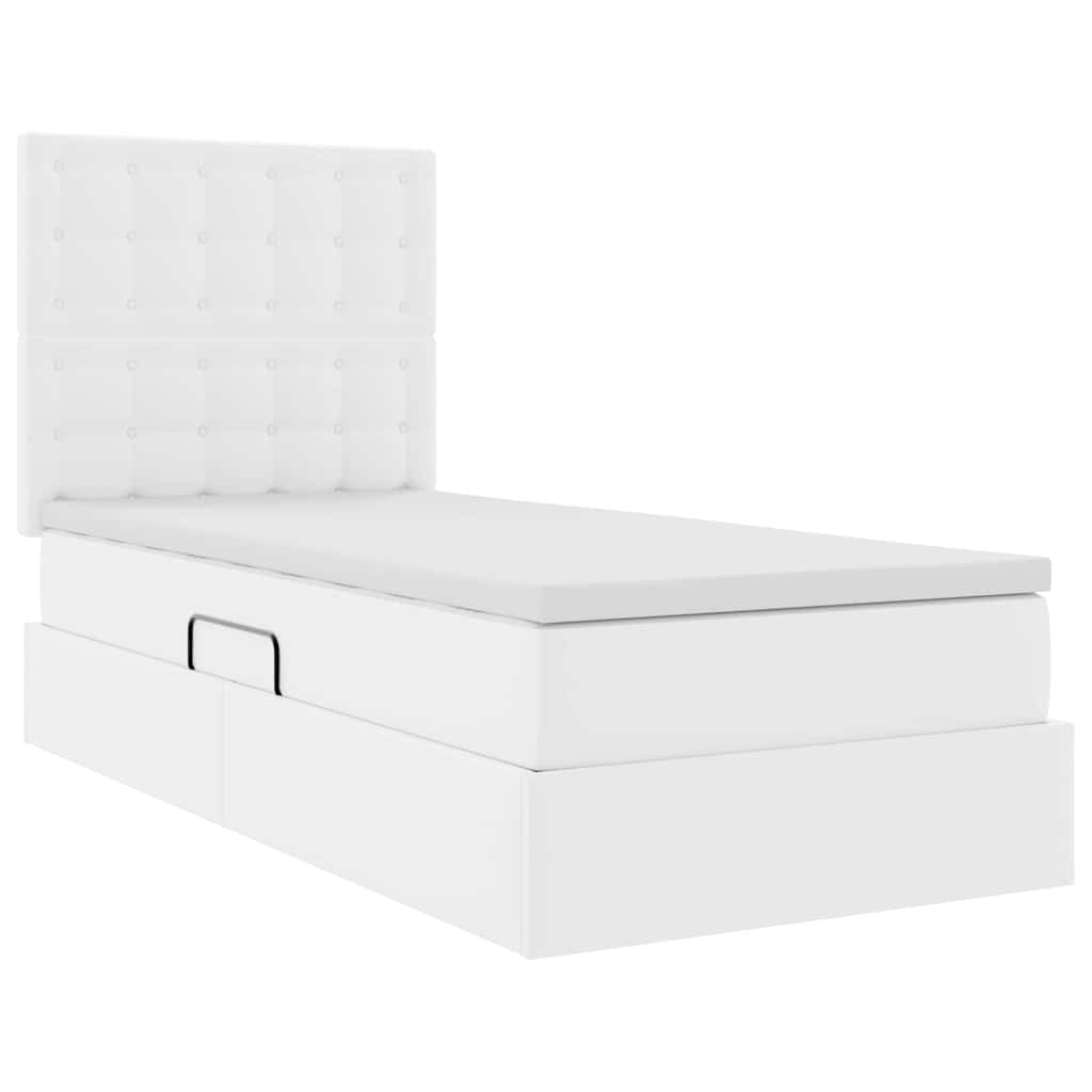 Krevet s od storage Čista bijela 100 x 200 cm Lažna koža