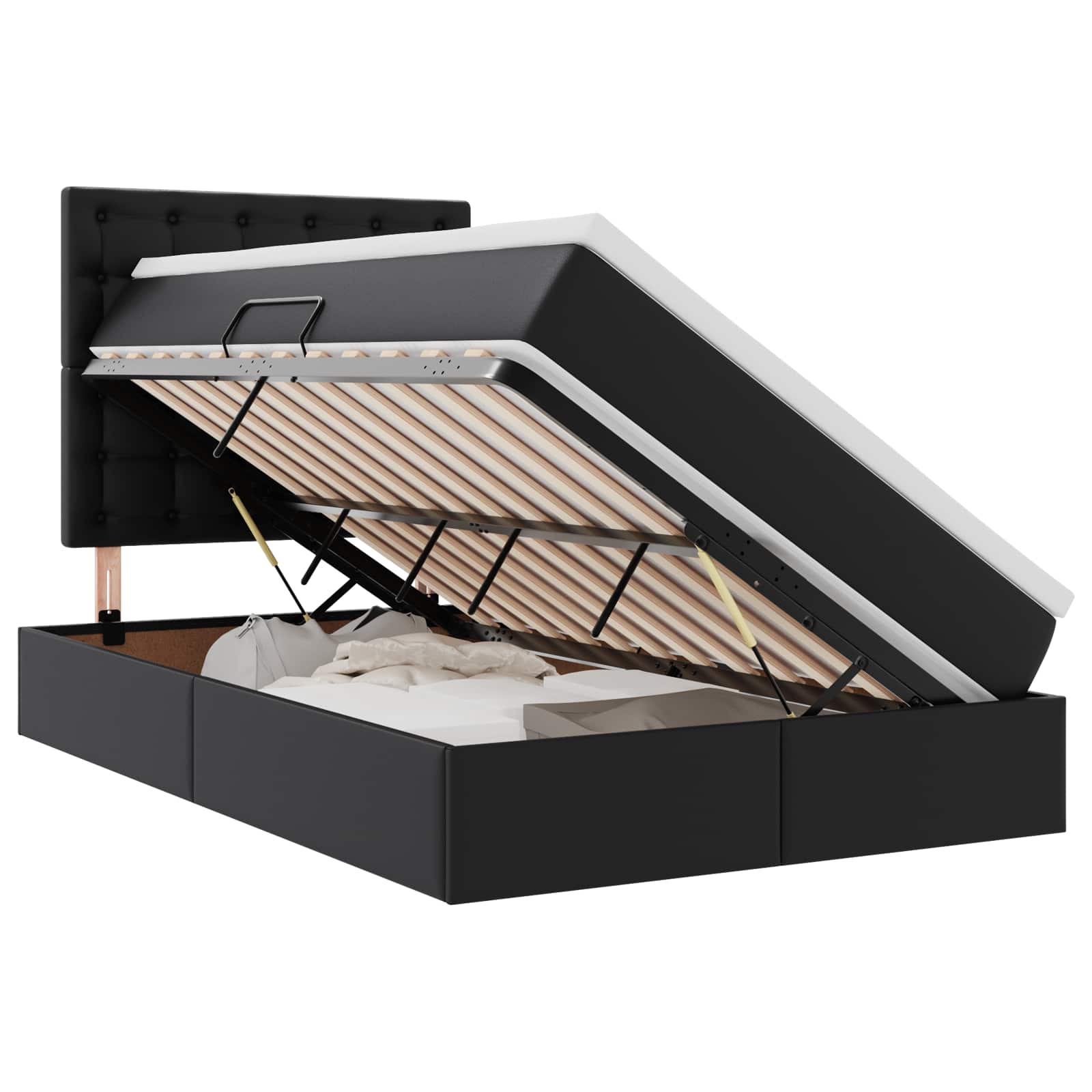 Krevet s od storage s madracem Crna 120 x 190 cm Lažna koža