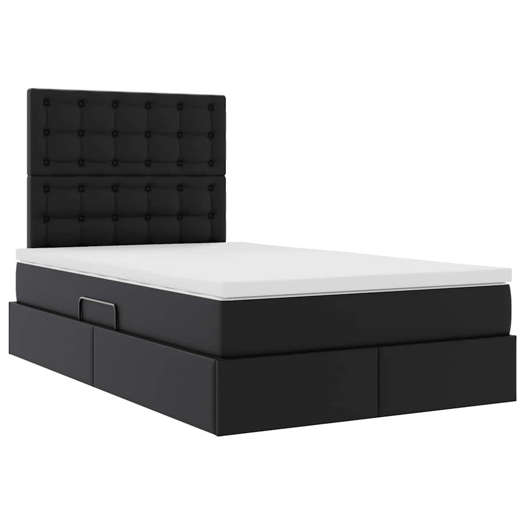 Krevet s od storage s madracem Crna 120 x 190 cm Lažna koža