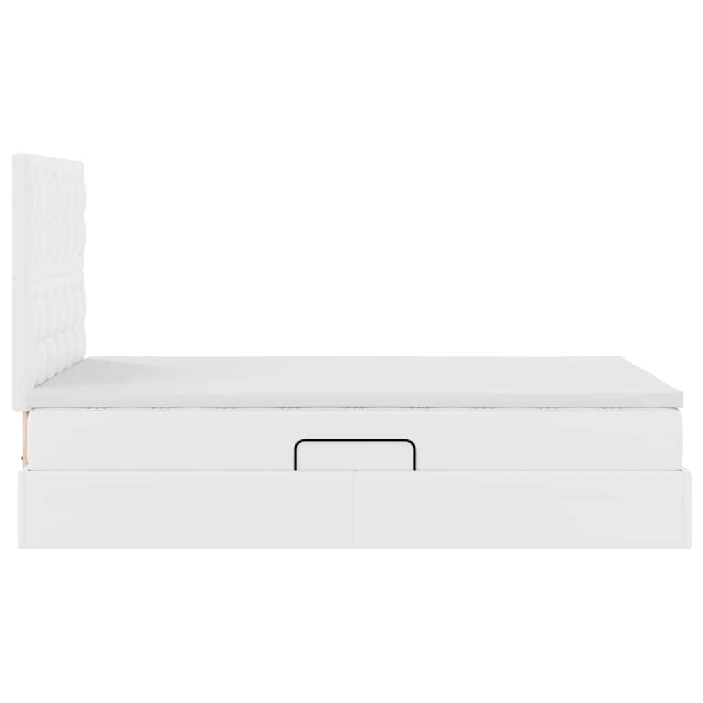 Krevet s od storage Čista bijela 120 x 200 cm Lažna koža