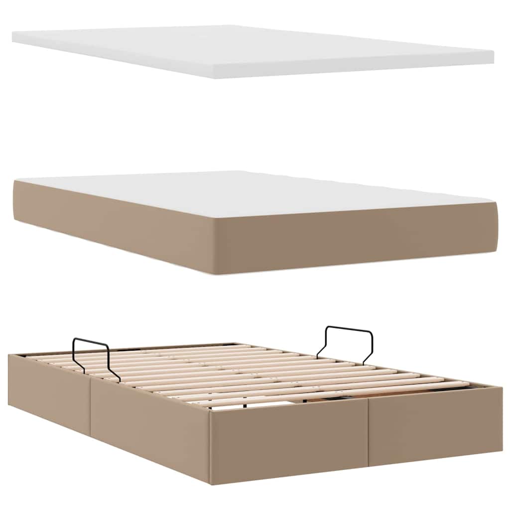 Krevet s od storage s madracem Kapućino 120 x 200 cm Lažna koža