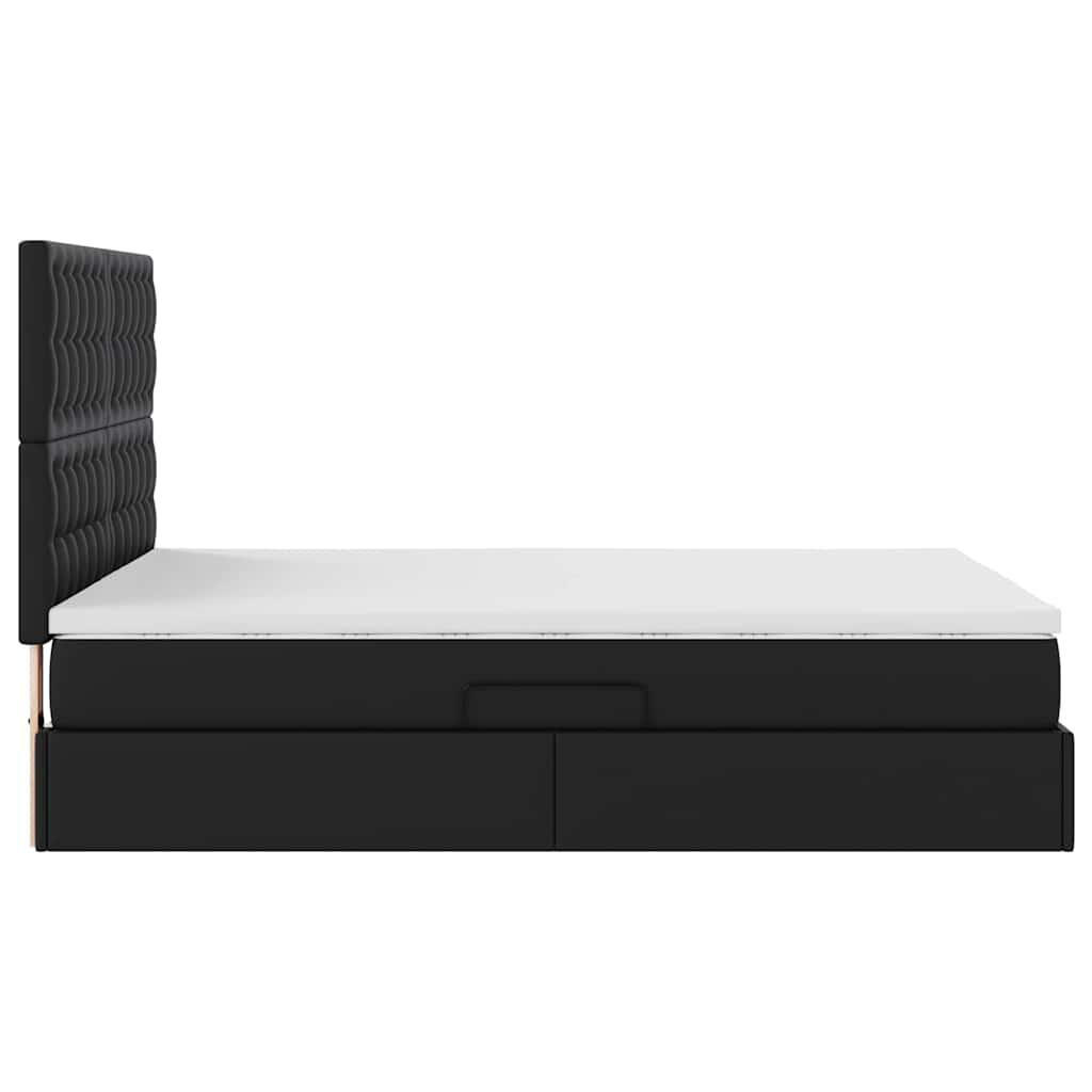 Krevet s od storage s madracem Crna 140 x 190 cm Lažna koža