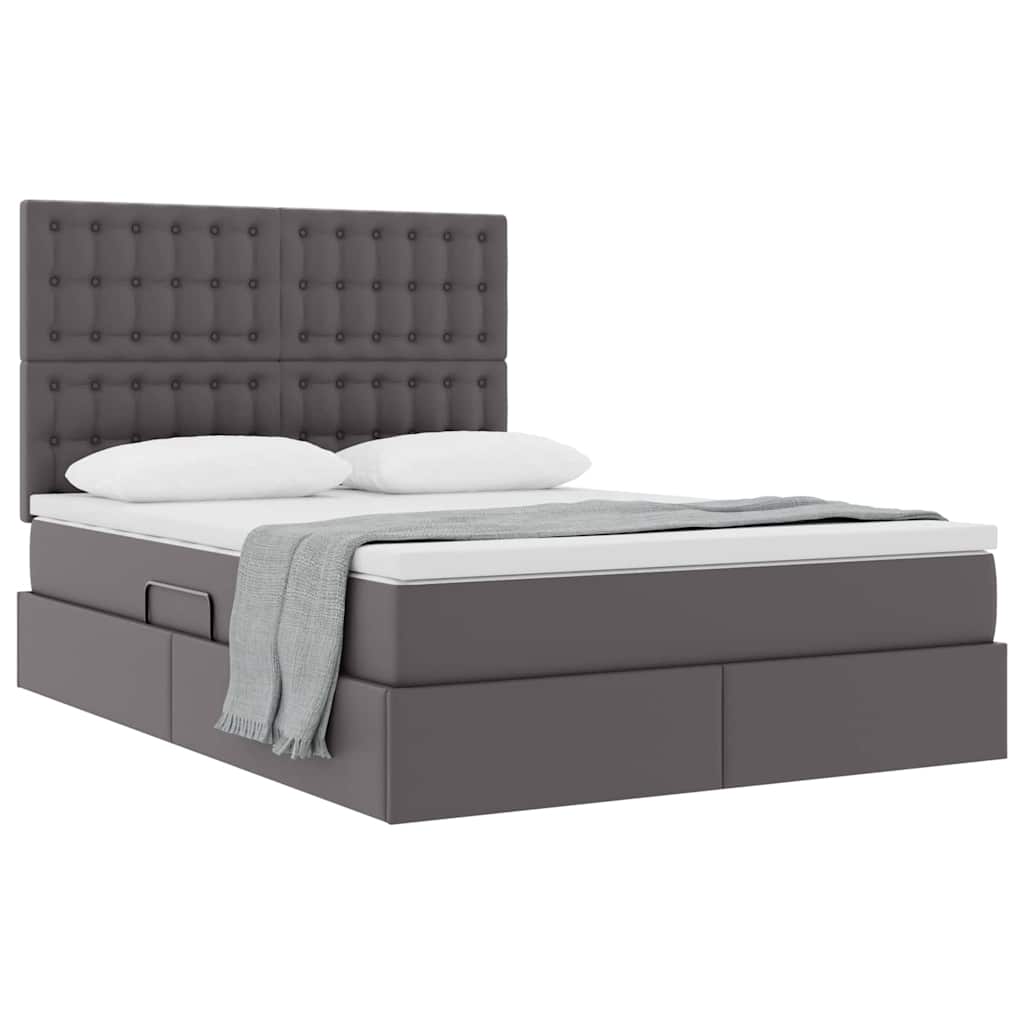 Krevet s od storage s madracem Siva 140 x 190 cm Lažna koža
