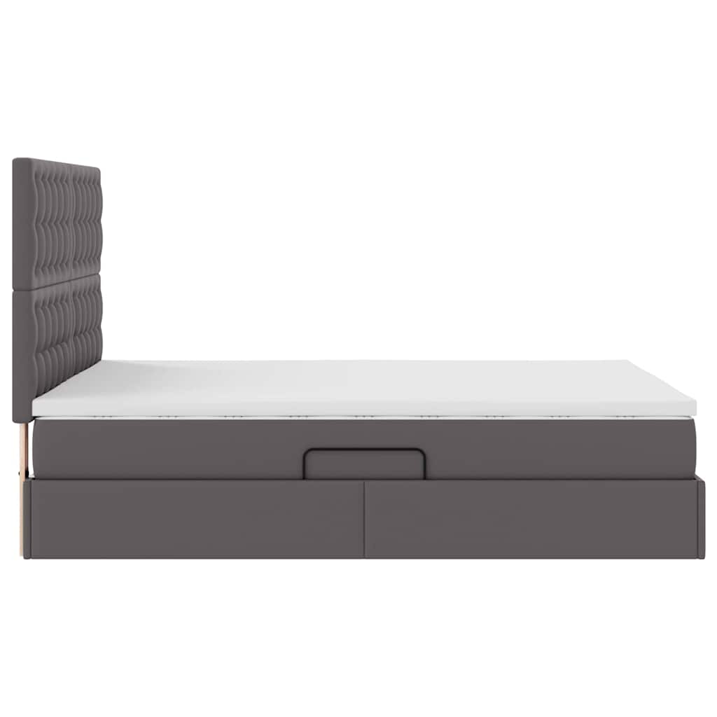 Krevet s od storage s madracem Siva 140 x 190 cm Lažna koža