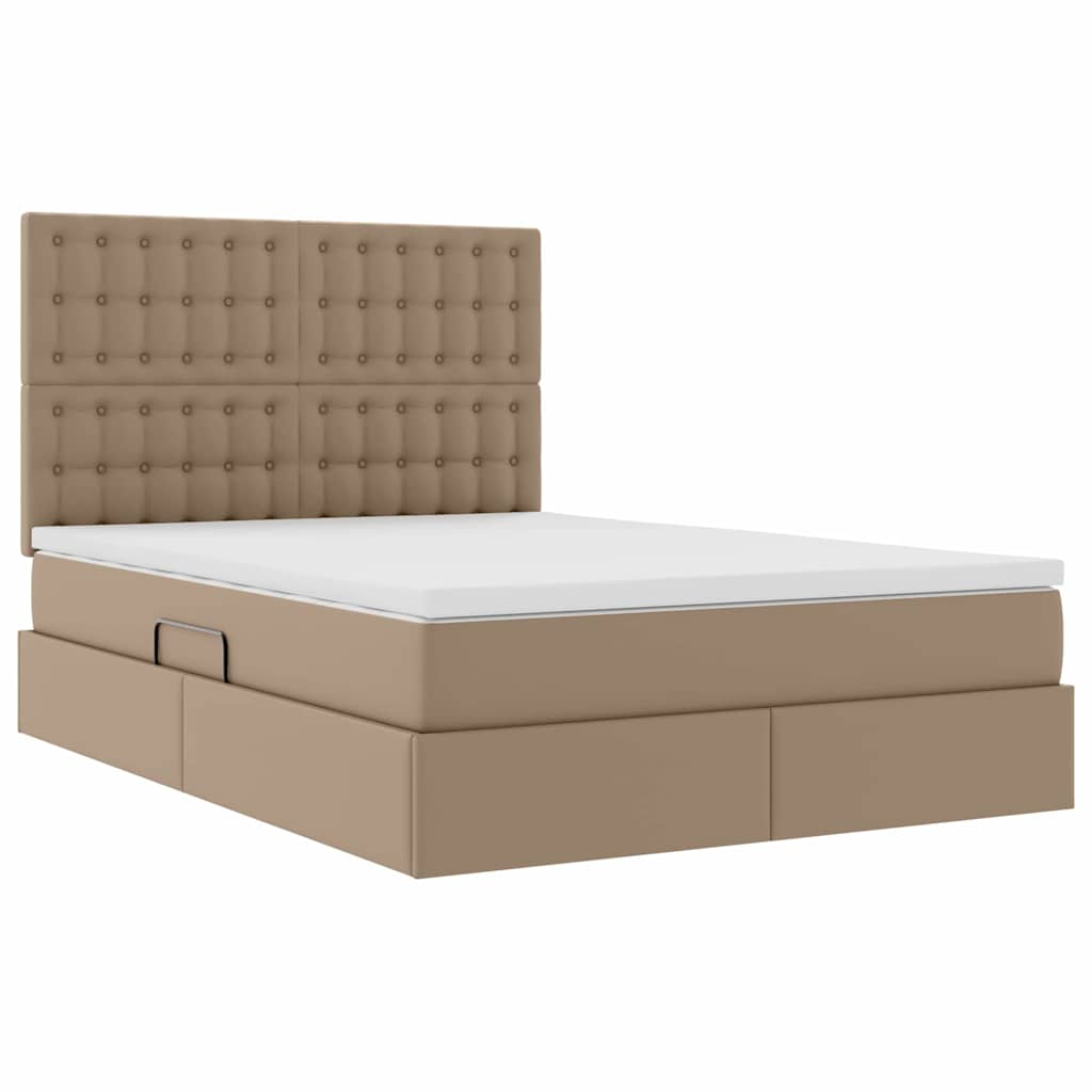 Krevet s od storage s madracem Kapućino 140 x 190 cm Lažna koža