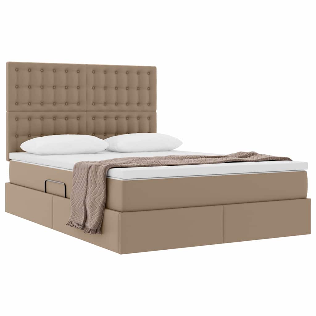 Krevet s od storage s madracem Kapućino 140 x 190 cm Lažna koža