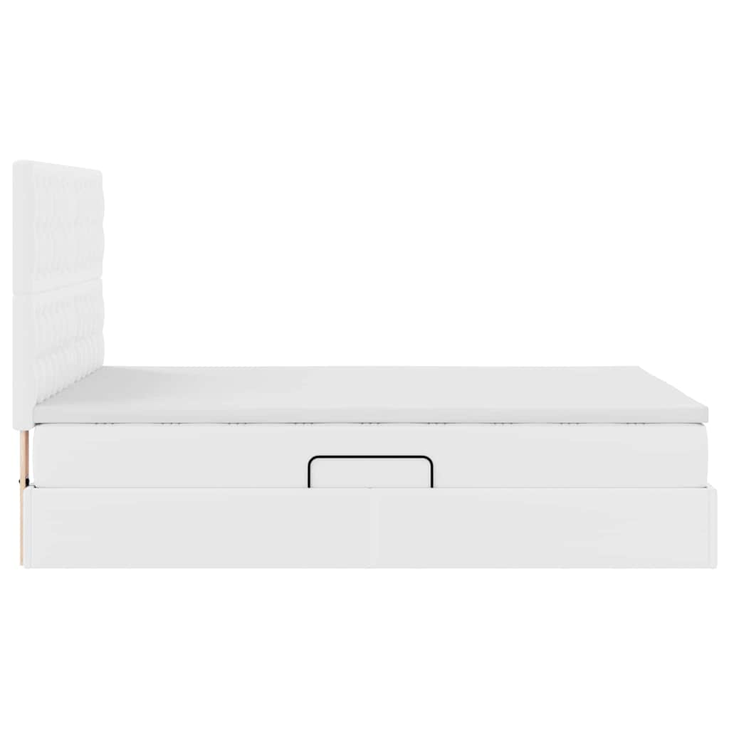 Krevet s od storage Čista bijela 140 x 200 cm Lažna koža