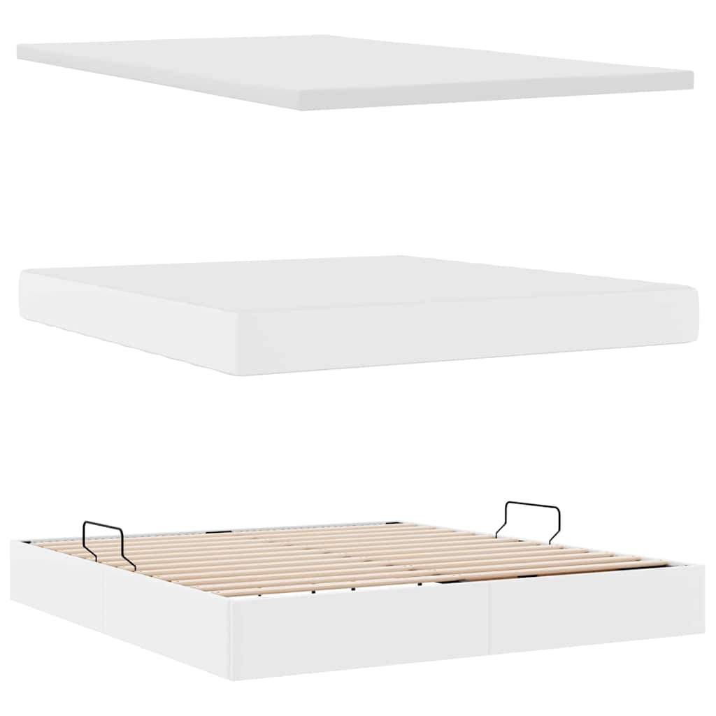 Krevet s od storage Čista bijela 160 x 200 cm Lažna koža