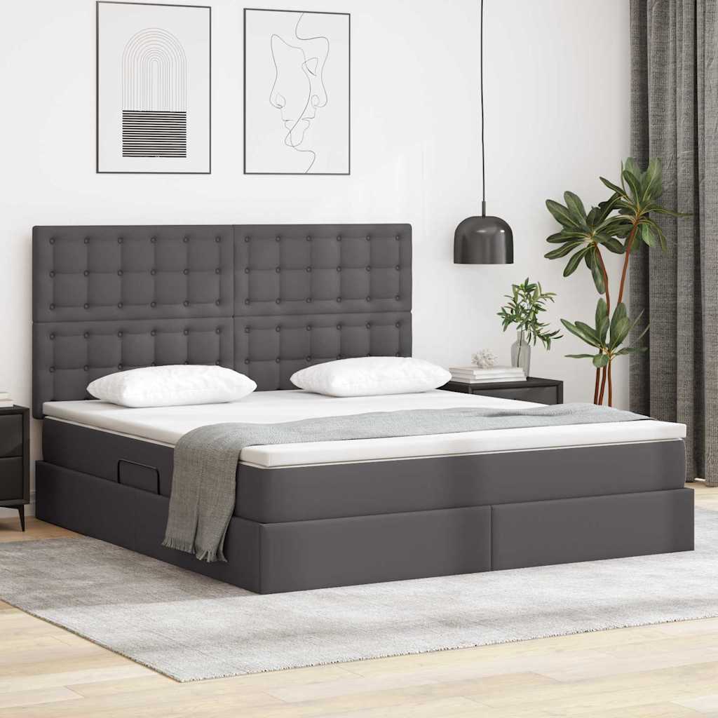 Krevet s od storage s madracem Siva 160 x 200 cm Lažna koža
