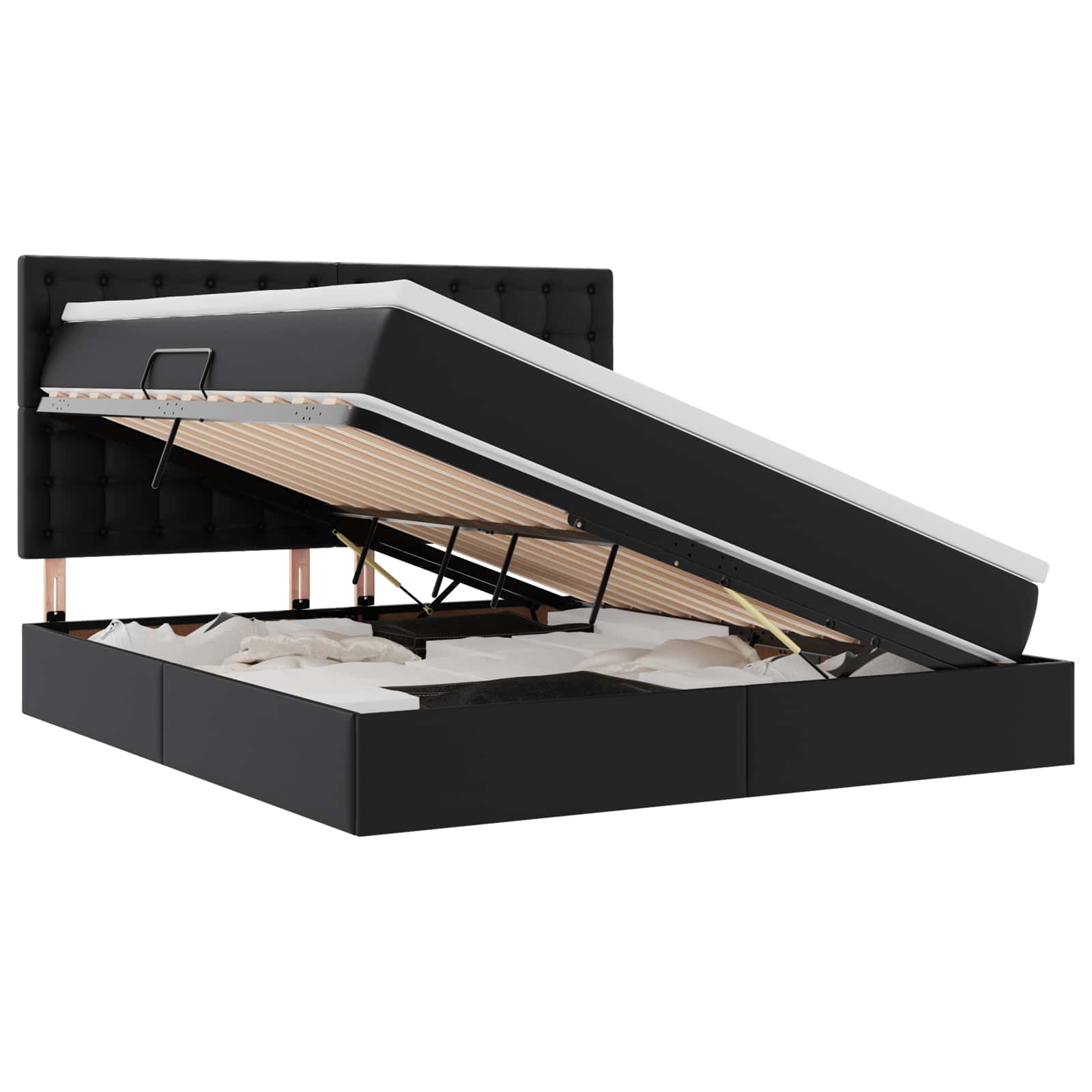 Krevet s od storage s madracem Crna 180 x 200 cm Lažna koža