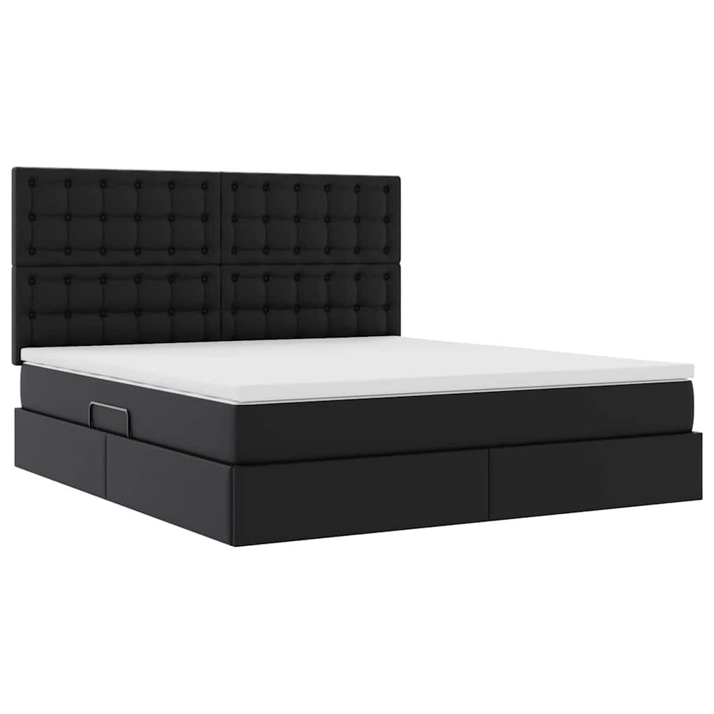 Krevet s od storage s madracem Crna 180 x 200 cm Lažna koža