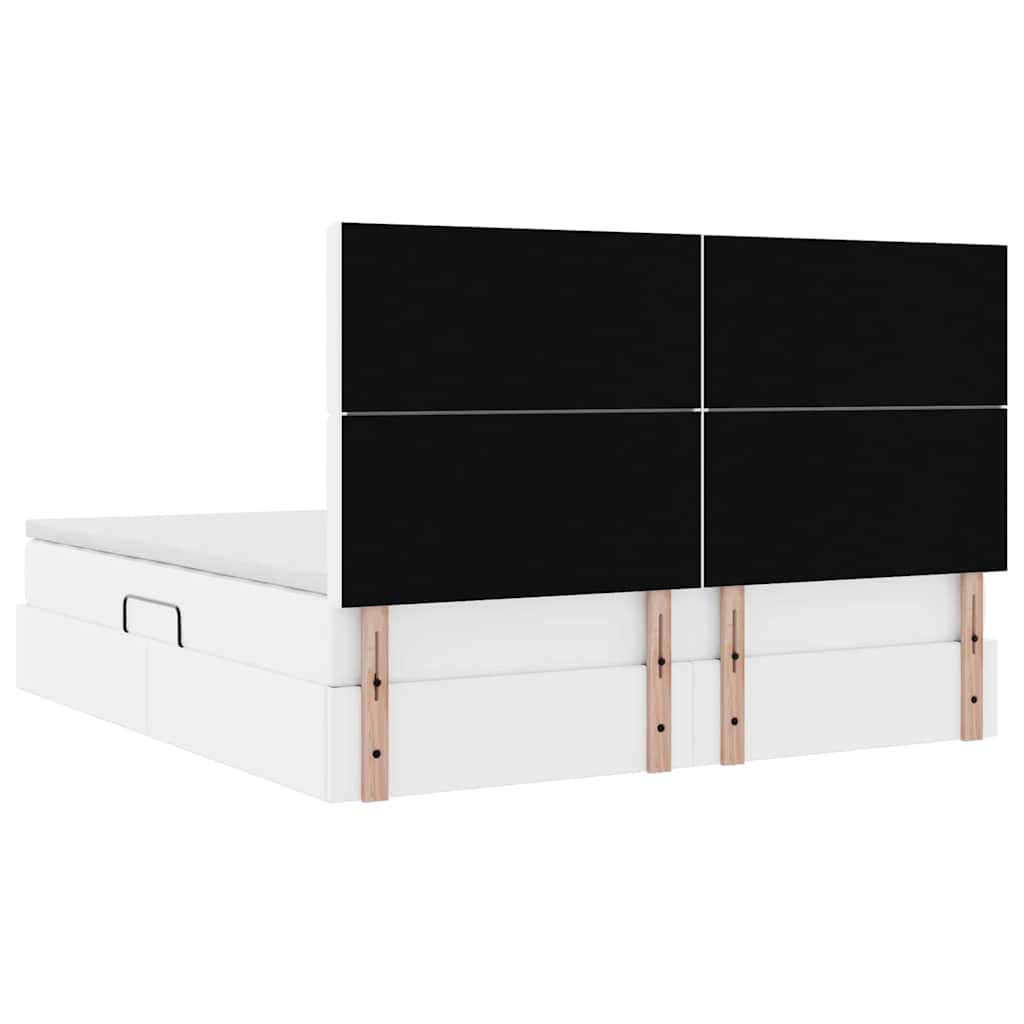 Krevet s od storage Čista bijela 180 x 200 cm Lažna koža