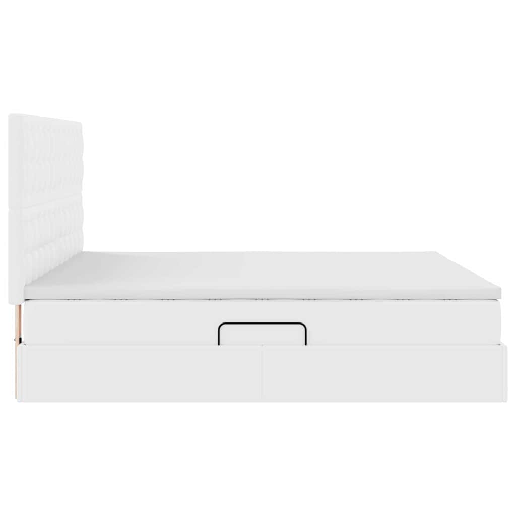 Krevet s od storage Čista bijela 180 x 200 cm Lažna koža