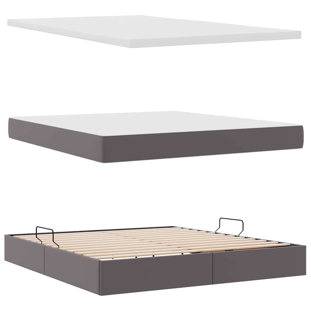 Krevet s od storage s madracem Siva 180 x 200 cm Lažna koža