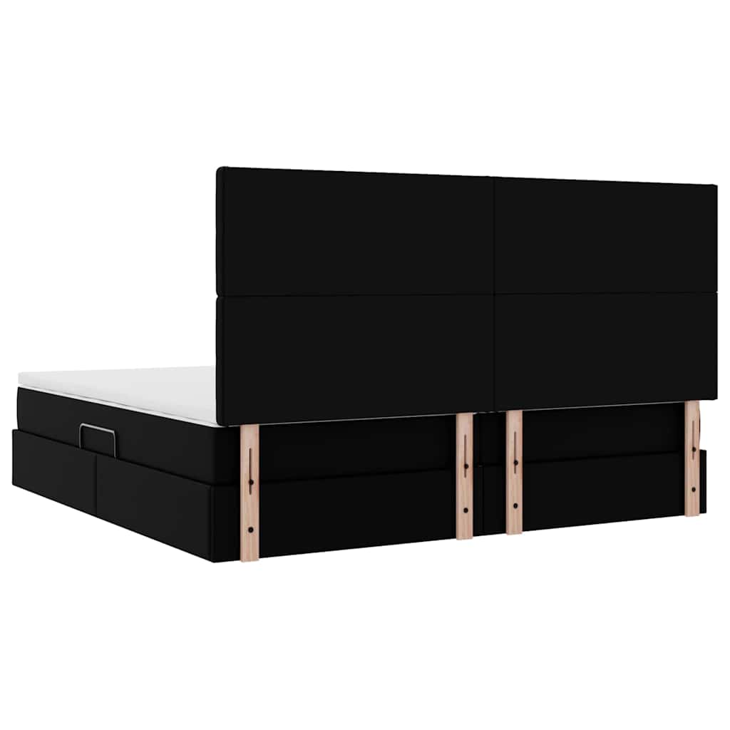Krevet s od storage s uzglavljem Crna 200 x 200 cm Lažna koža