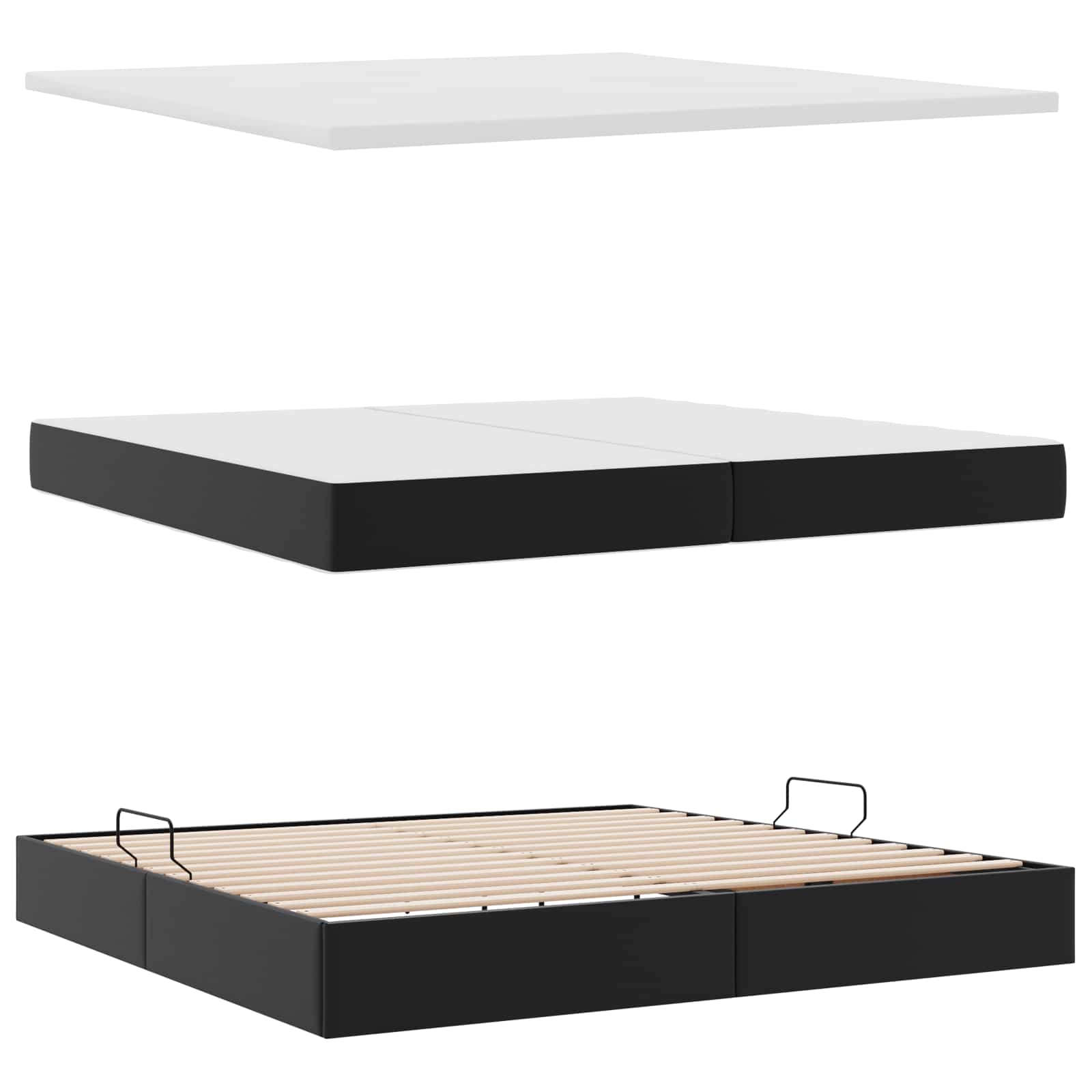 Krevet s od storage s madracem Crna 200 x 200 cm Lažna koža