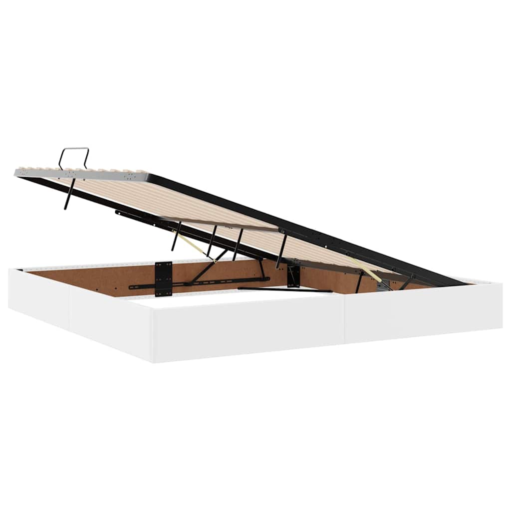 Krevet s od storage Čista bijela 200 x 200 cm Lažna koža