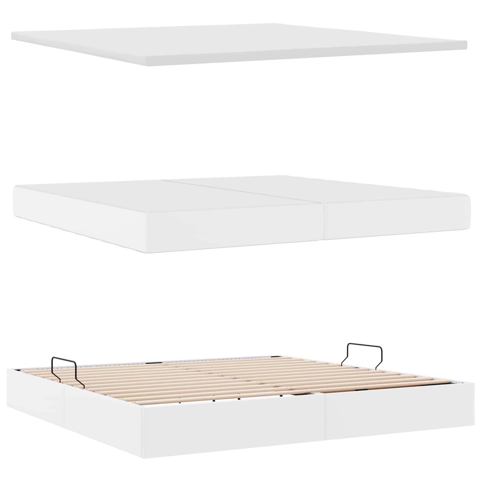 Krevet s od storage Čista bijela 200 x 200 cm Lažna koža