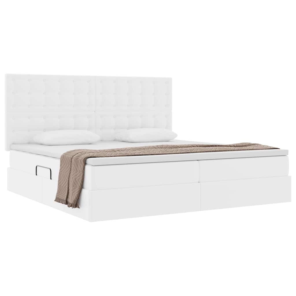 Krevet s od storage Čista bijela 200 x 200 cm Lažna koža