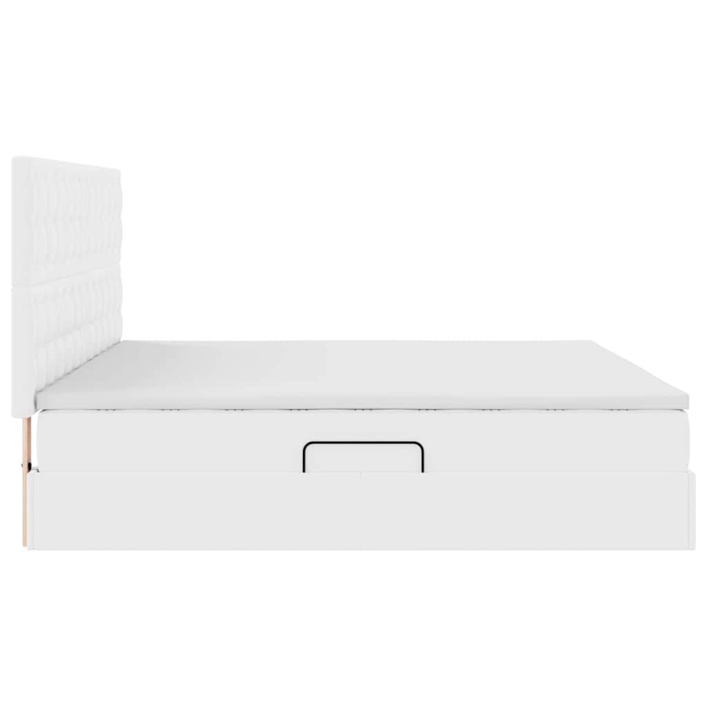 Krevet s od storage Čista bijela 200 x 200 cm Lažna koža