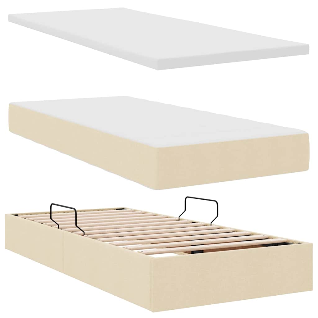 Krevet s madracem i skladištem Krema 100 x 200 cm Poliester