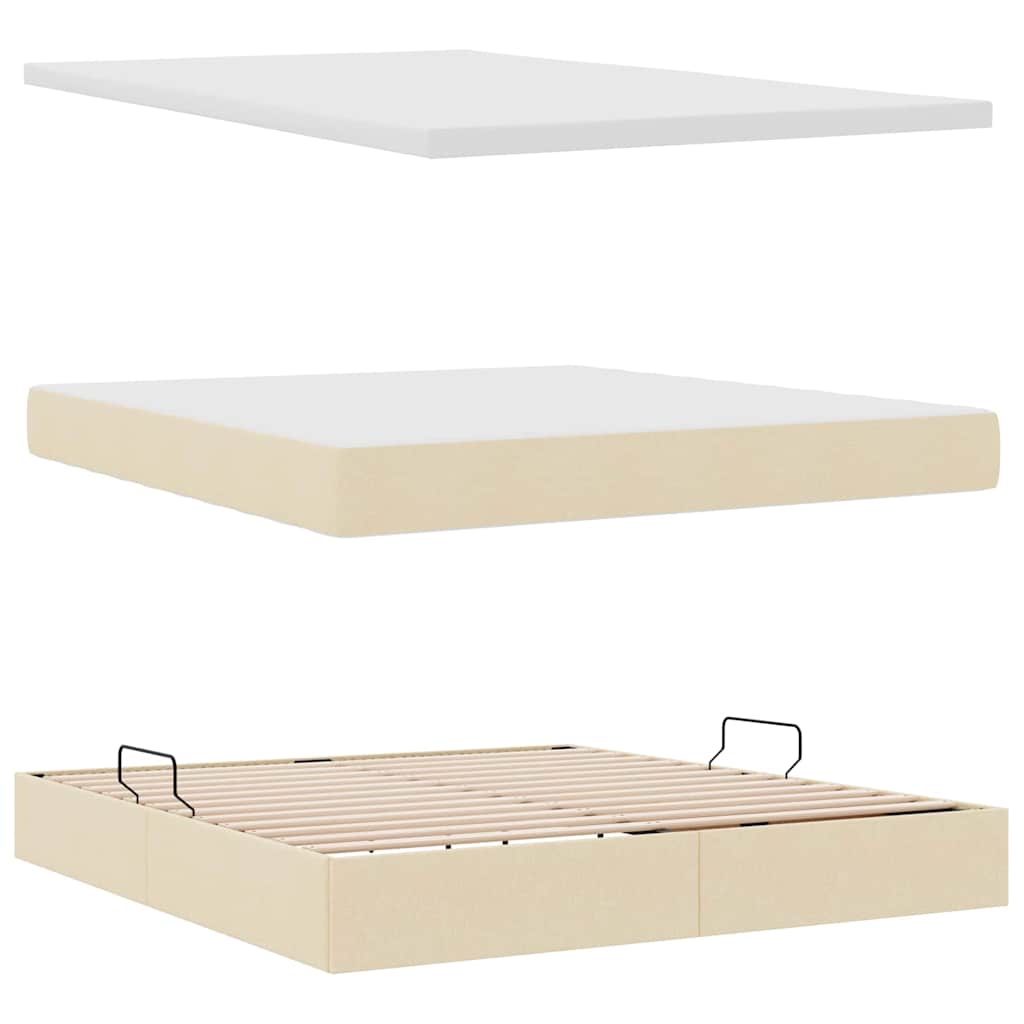Krevet s madracem i skladištem Krema 180 x 200 cm Poliester