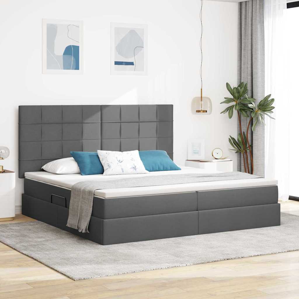 Krevet s madracem i skladištem Tamno siva 200 x 200 cm
