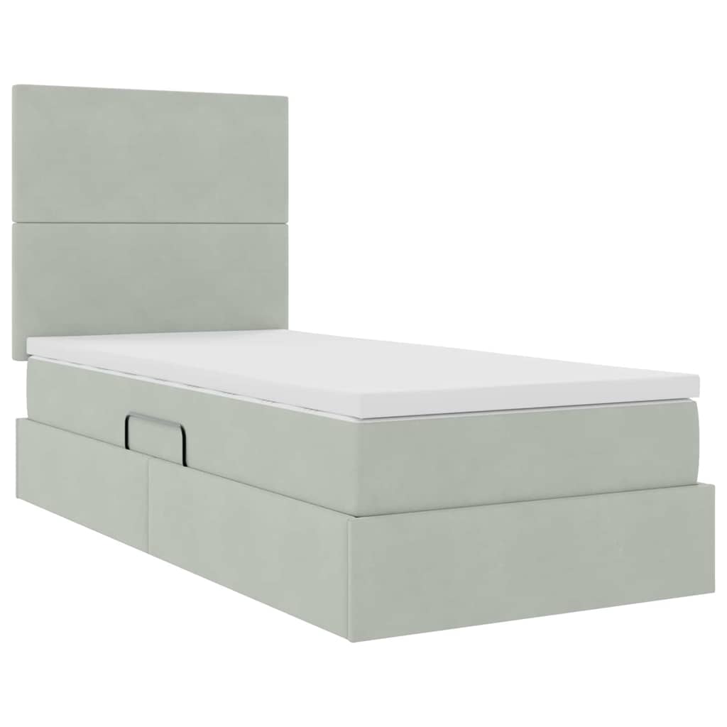Krevet s madracem i skladištem Svijetlo siva 90 x 190 cm Baršun