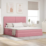 Krevet s madracem i skladištem Ružičasta 160 x 200 cm Baršun