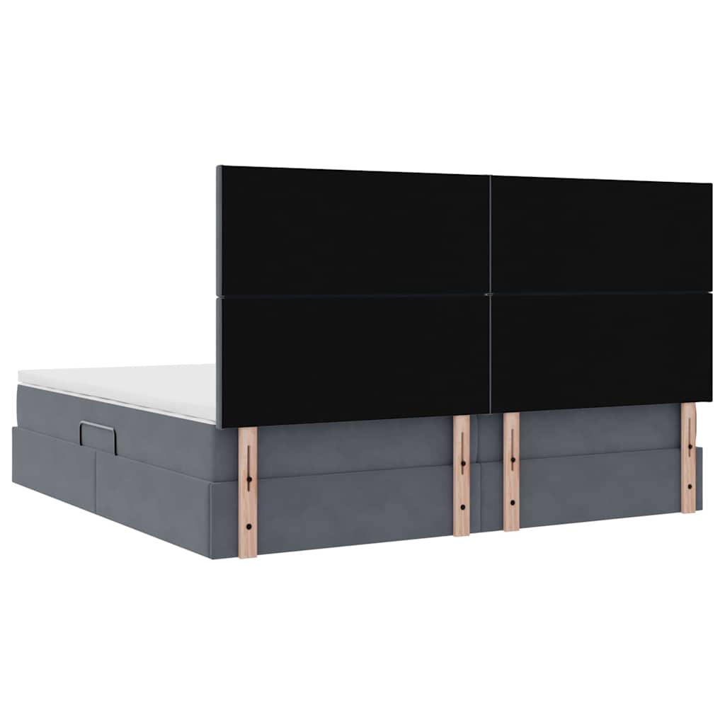 Krevet s madracem i skladištem Tamno siva 200 x 200 cm Baršun