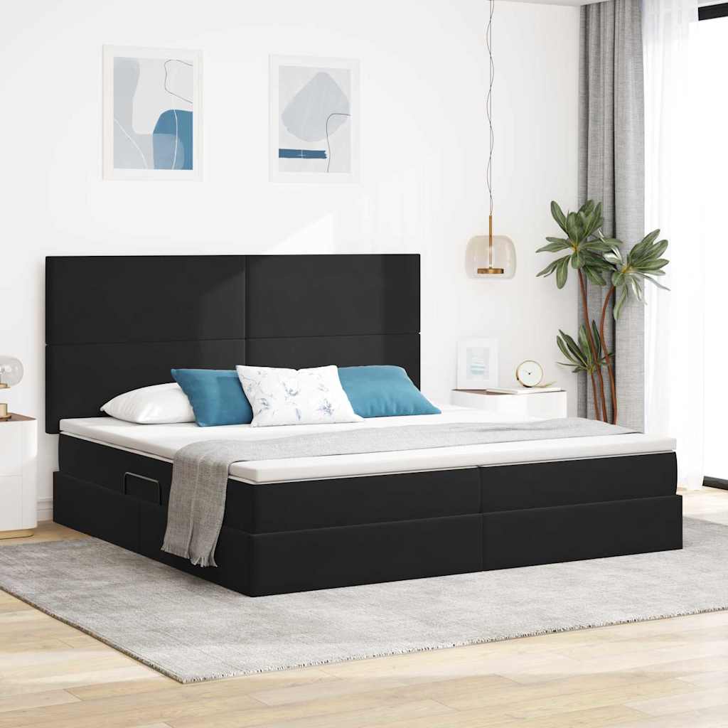 Krevet s madracem i skladištem Crna 200 x 200 cm Baršun