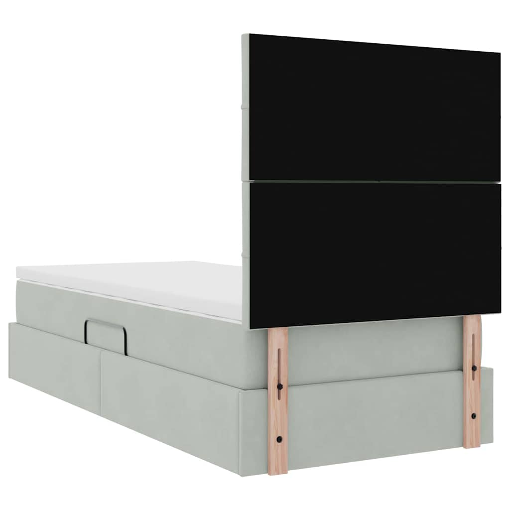 Krevet s madracem i skladištem Svijetlo siva 90 x 190 cm Baršun
