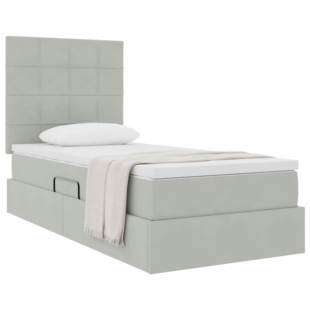 Krevet s madracem i skladištem Svijetlo siva 90 x 190 cm Baršun