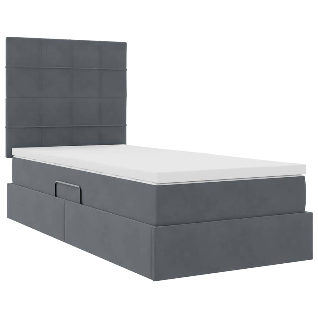 Krevet s madracem i skladištem Tamno siva 90 x 190 cm Baršun