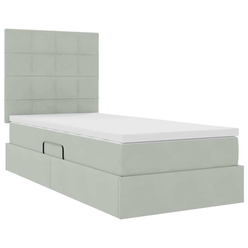 Krevet s madracem i skladištem Svijetlo siva 90 x 200 cm Baršun