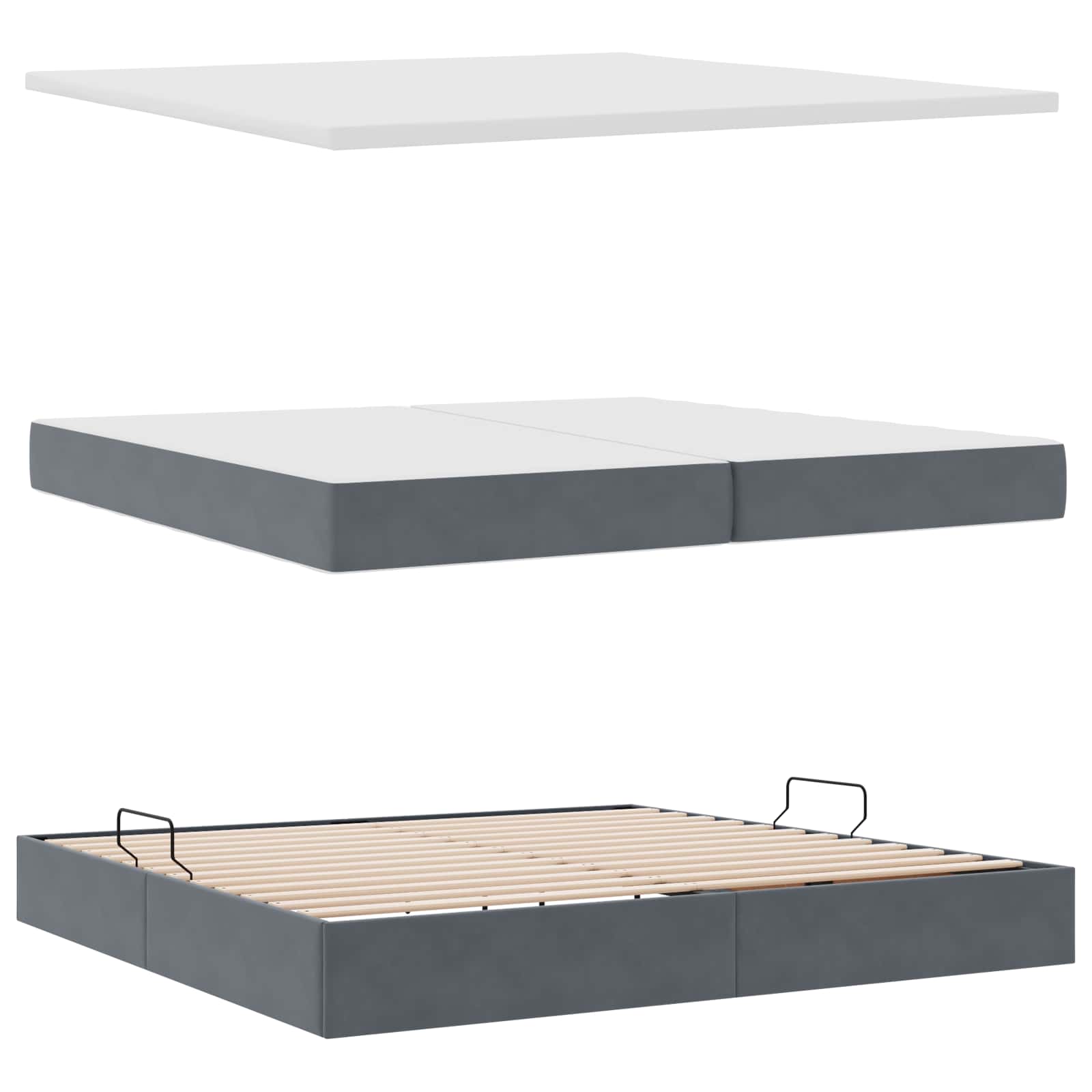 Krevet s madracem i skladištem Tamno siva 200 x 200 cm Baršun