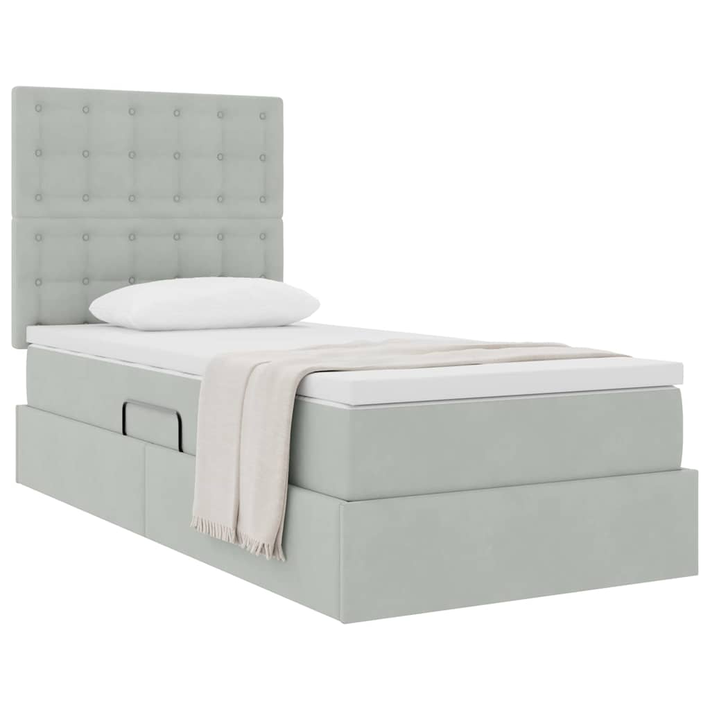 Krevet s madracem i skladištem Svijetlo siva 90 x 190 cm Baršun