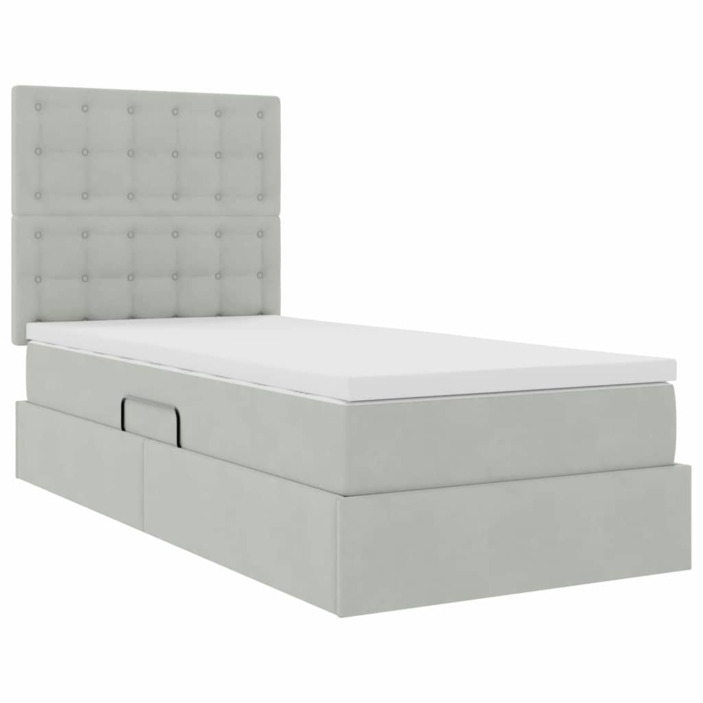 Krevet s madracem i skladištem Svijetlo siva 90 x 200 cm Baršun