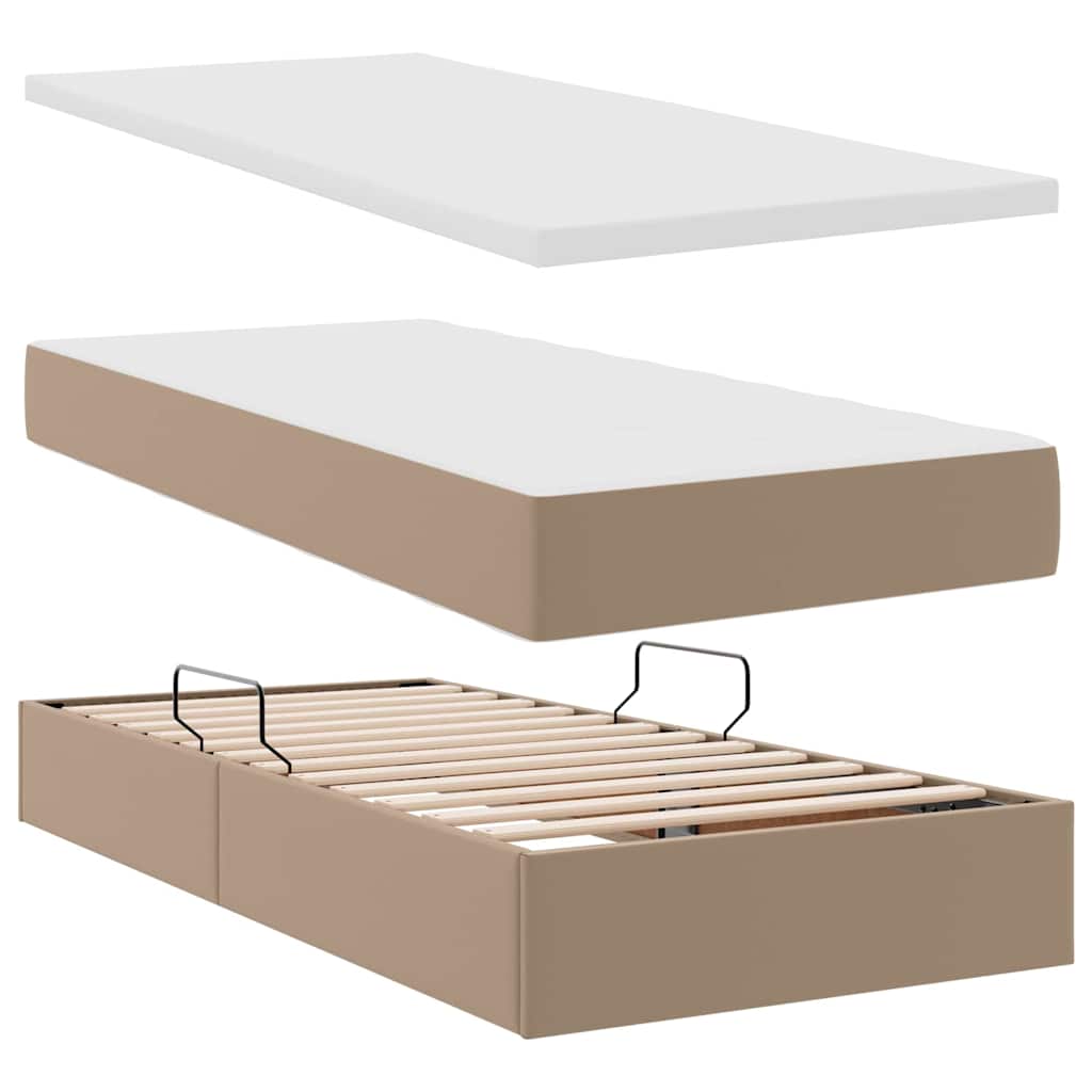 Krevet s madracem i skladištem Kapućino 200 x 200 cm Lažna koža