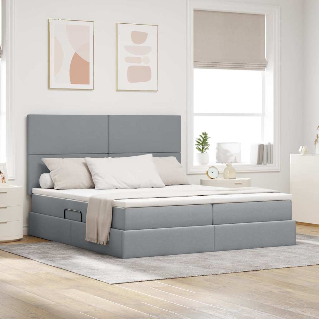 Krevet s od storage Svijetlo siva 180 x 200 cm Lažna koža