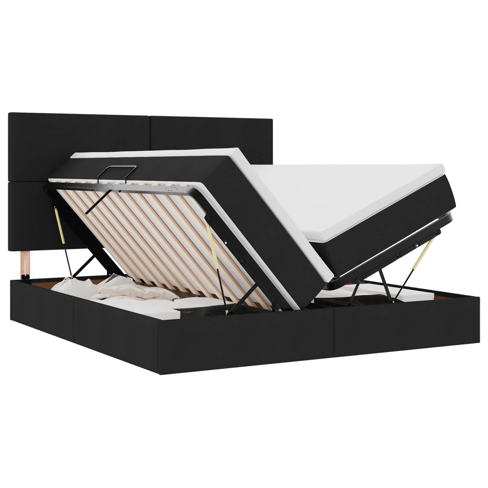 Krevet s od storage s madracem Crna 180 x 200 cm Lažna koža