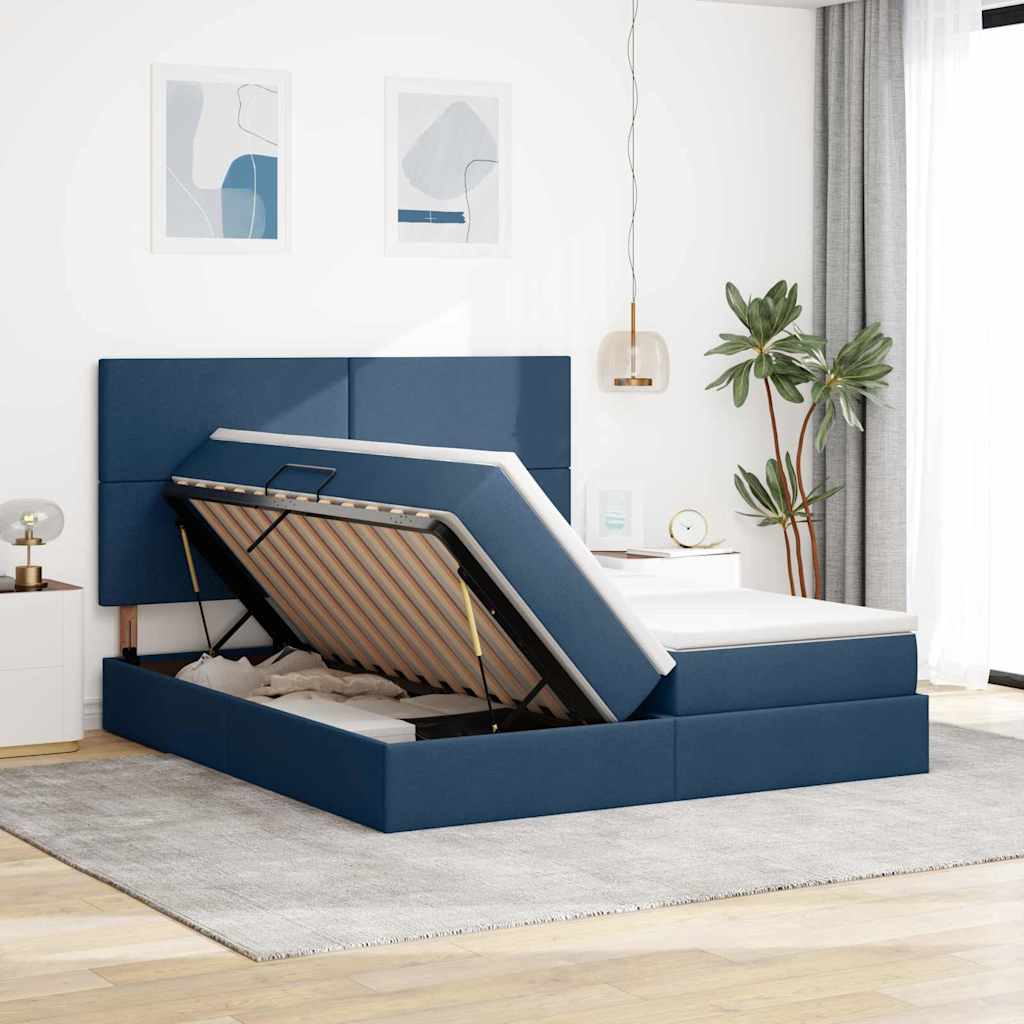Krevet s od storage s madracem Plava 180 x 200 cm Lažna koža