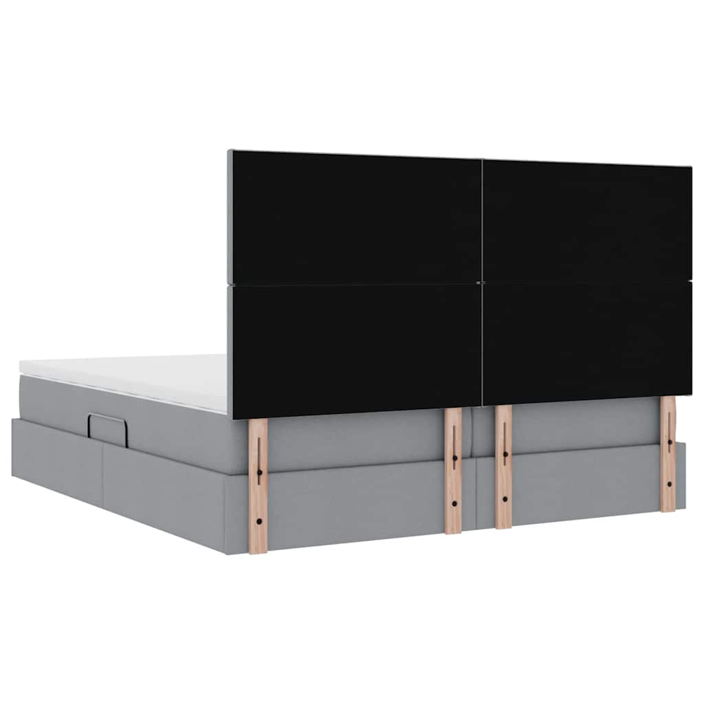 Krevet s od storage Svijetlo siva 200 x 200 cm Lažna koža