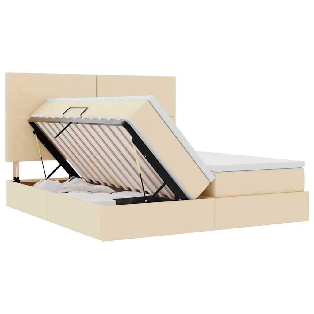 Krevet s od storage s uzglavljem Krema 200 x 200 cm Lažna koža