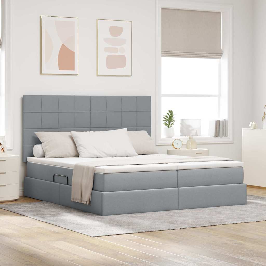 Krevet s od storage Svijetlo siva 180 x 200 cm Lažna koža