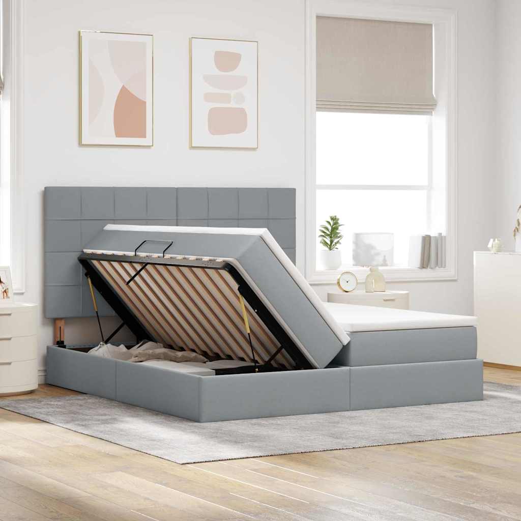 Krevet s od storage s pohranom Svjetlosiva 180 x 200 cm Tkanina
