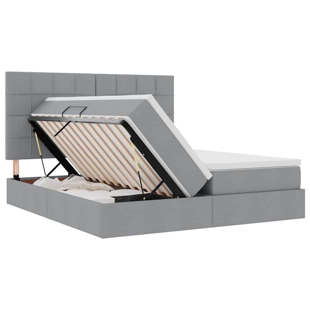 Krevet s od storage Svijetlo siva 180 x 200 cm Lažna koža