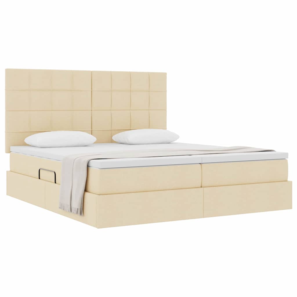 Krevet s od storage s uzglavljem Krema 180 x 200 cm Lažna koža