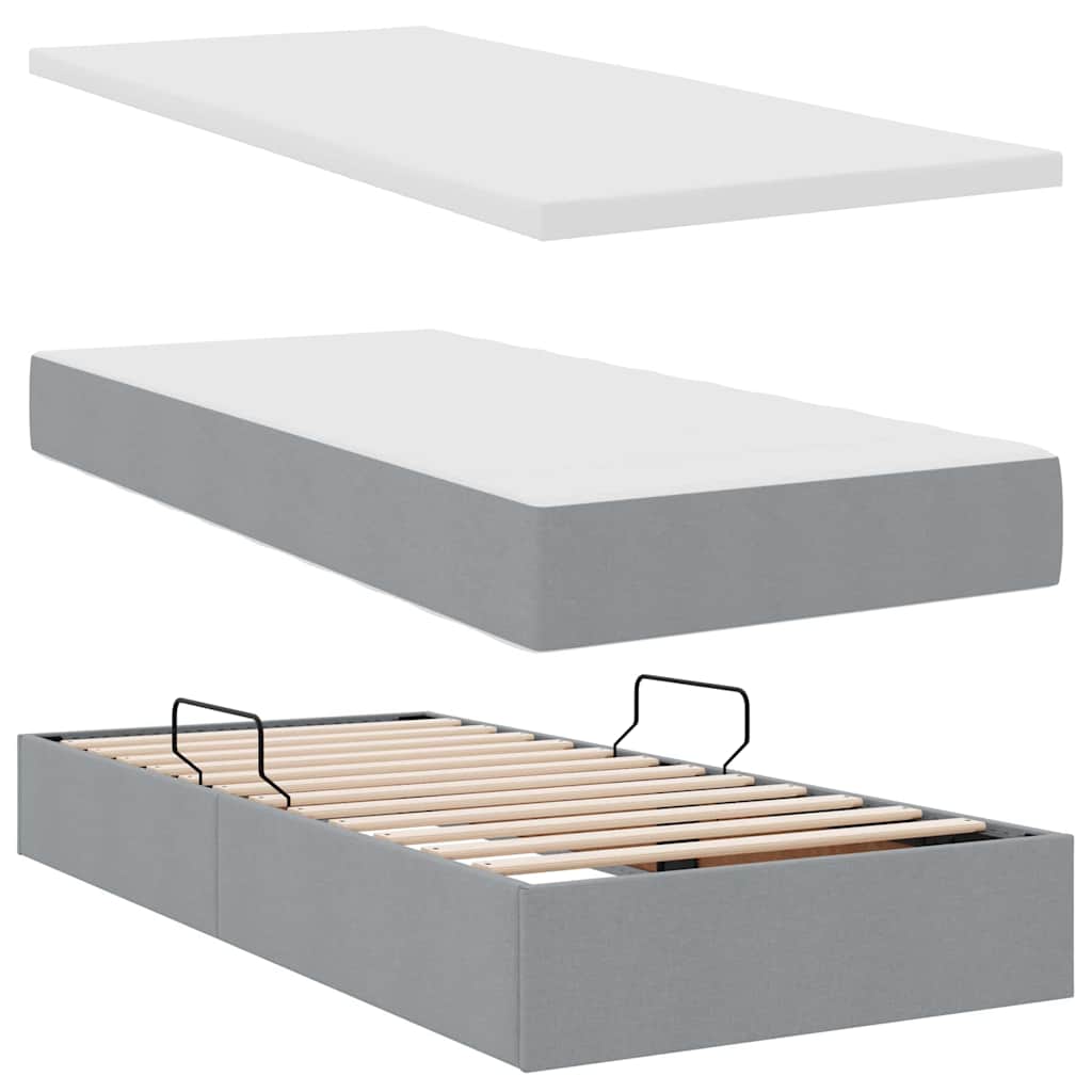 Krevet s od storage Svijetlo siva 200 x 200 cm Lažna koža