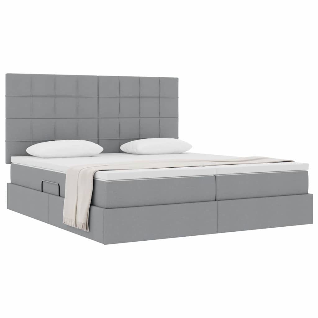 Krevet s od storage s pohranom Svjetlosiva 200 x 200 cm Tkanina
